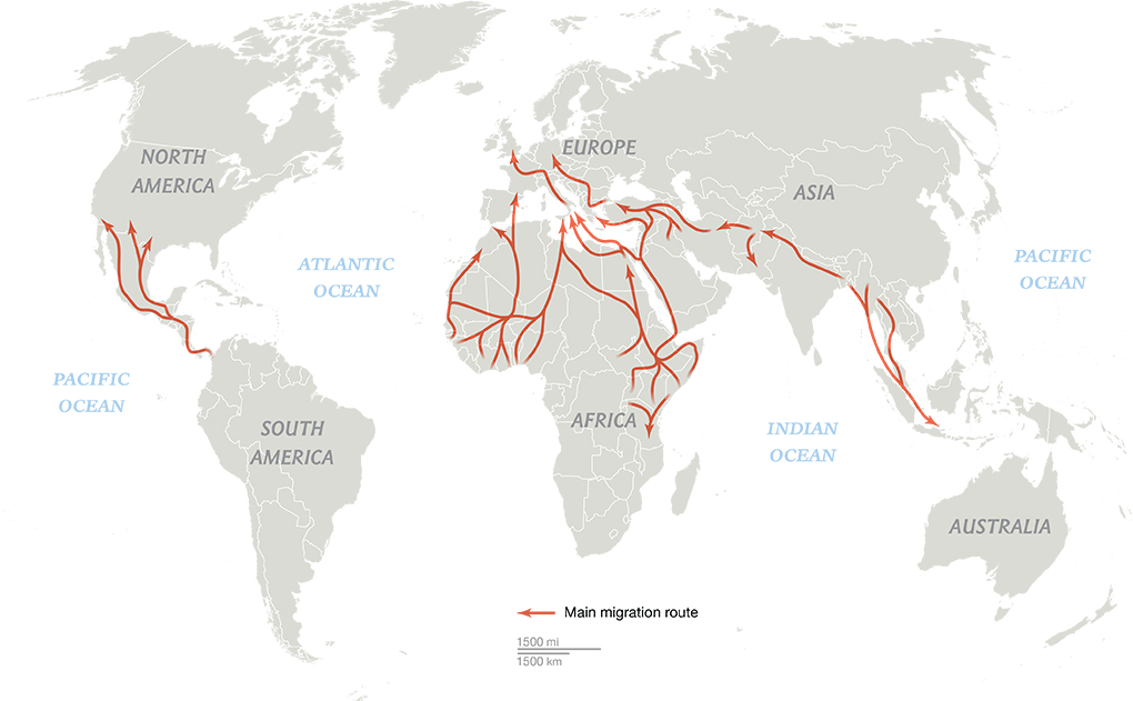 Migration routeworld map