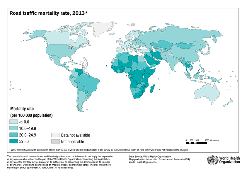 Road traffic mortality rate world chart