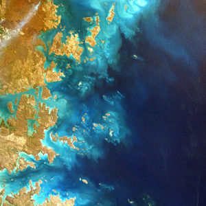 satelite view of ocean coast Tropics