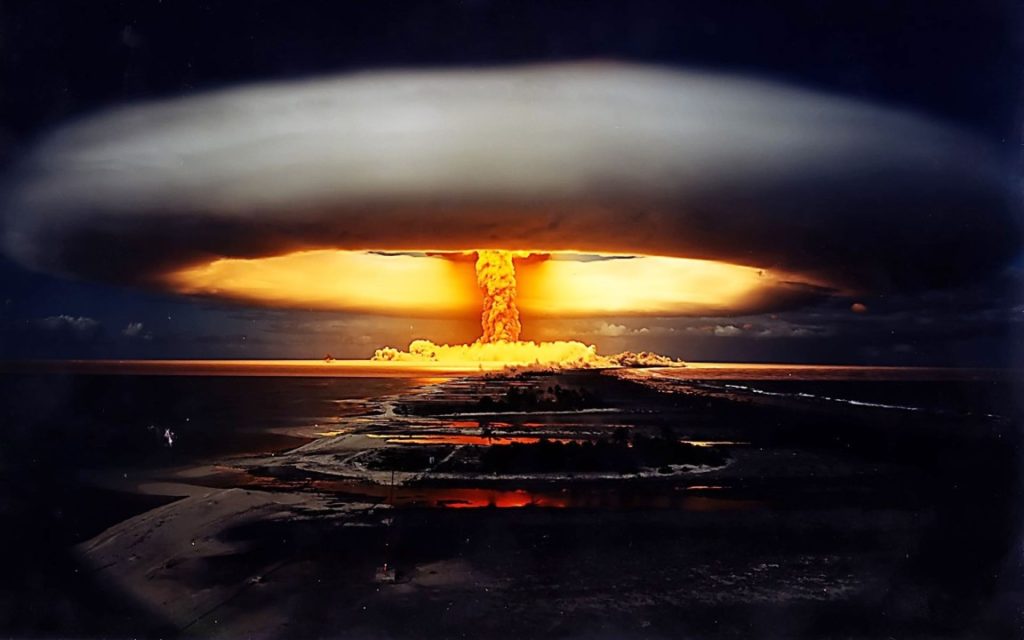 Mushrrom cloud of a nuclear bom explosion war Ukraine
